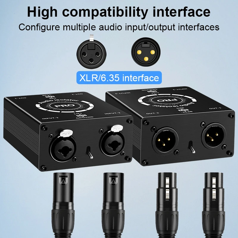 Professional 6.5 XLR Dual Channel Audio Isolator Current Noise Reduction Filter for Stage Mixer Home Audio