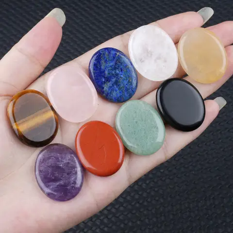 28mm Thumb Forget Worry Stone Natural Amethyst Rose Quartz Healing Crystal Massage Palm Gemstone Reiki Meditation Home Energy