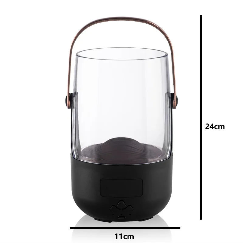 مرطب عطري على شكل مدفأة USB سعة 6.76 أونصة بتقنية Soundwave، ناشر ضباب أساسي مع ضوء ليلي لهب ملون