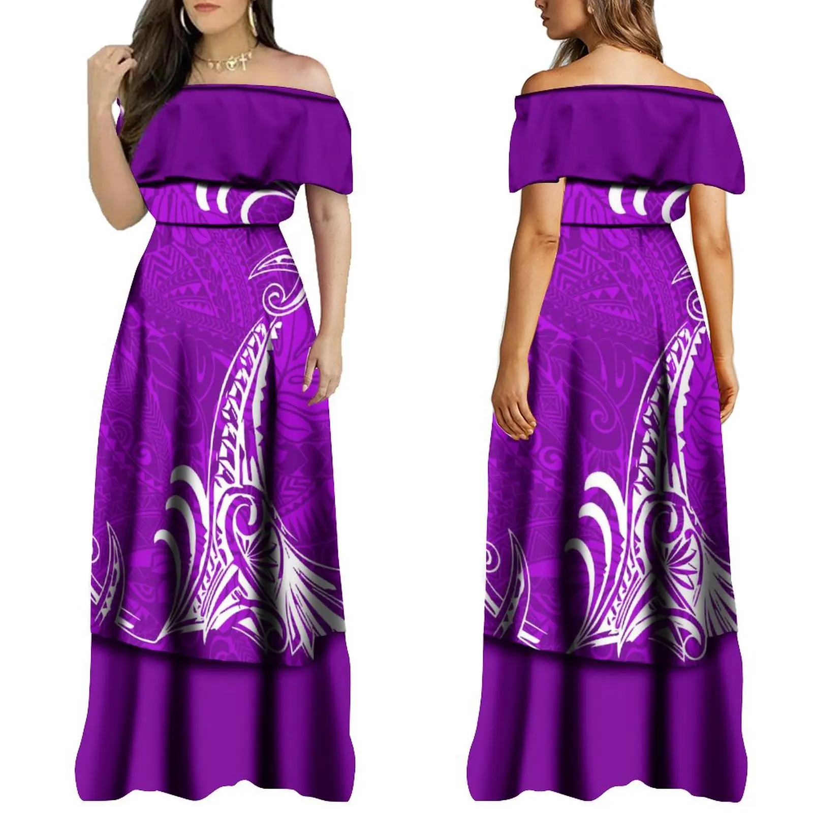 Polynesian New Dress Summer One Line Neck Long Dress Hawaiian Islands Banquet High Quality Dress 2024