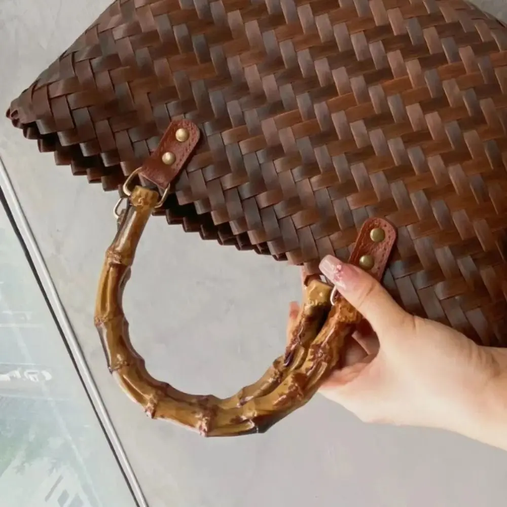 DIY Curved Bamboo Handbag Handle Plastic Retro Bag Handle Hand Lever Connect Buckle Bag Parts & Accessories