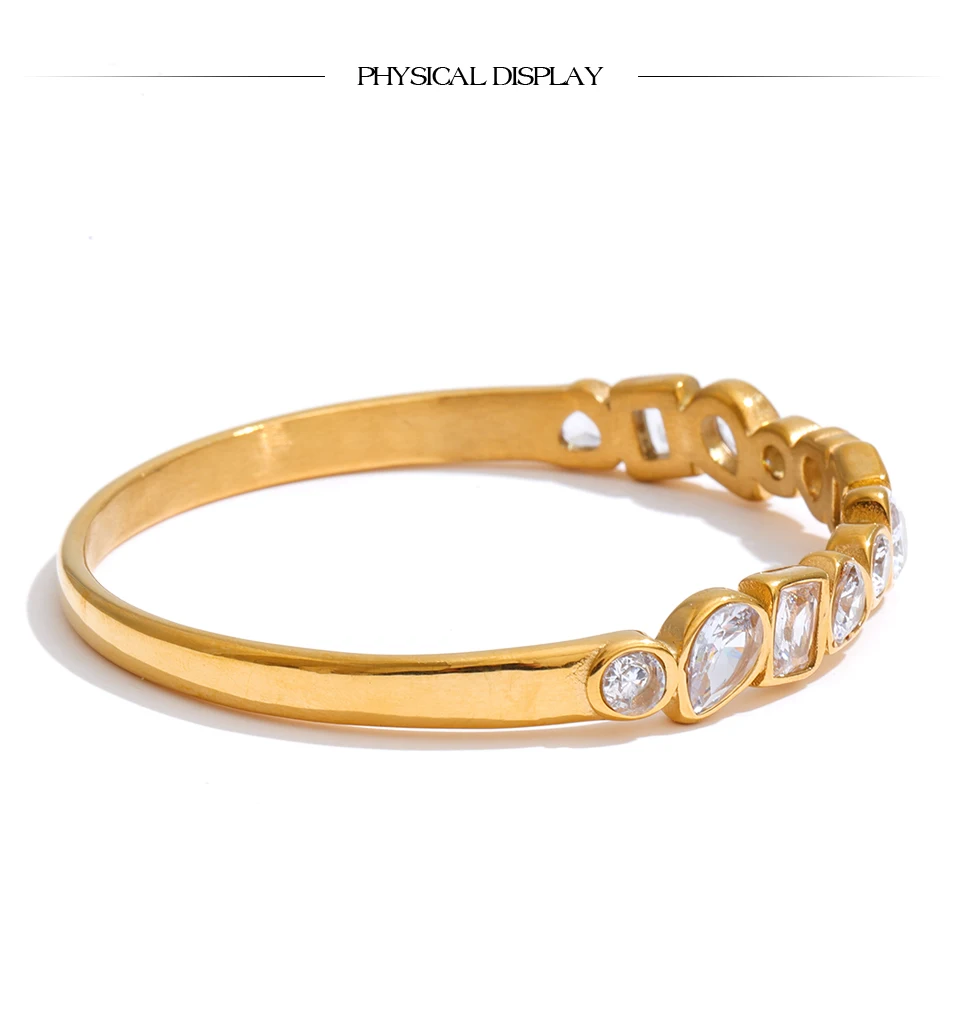 Yhpup 62mm Hochwertiger Edelstahl Zirkonia Goldenes Armband Armreif Neuankömmling Zarter Bling Handgelenkschmuck Wasserdicht – Detail 3