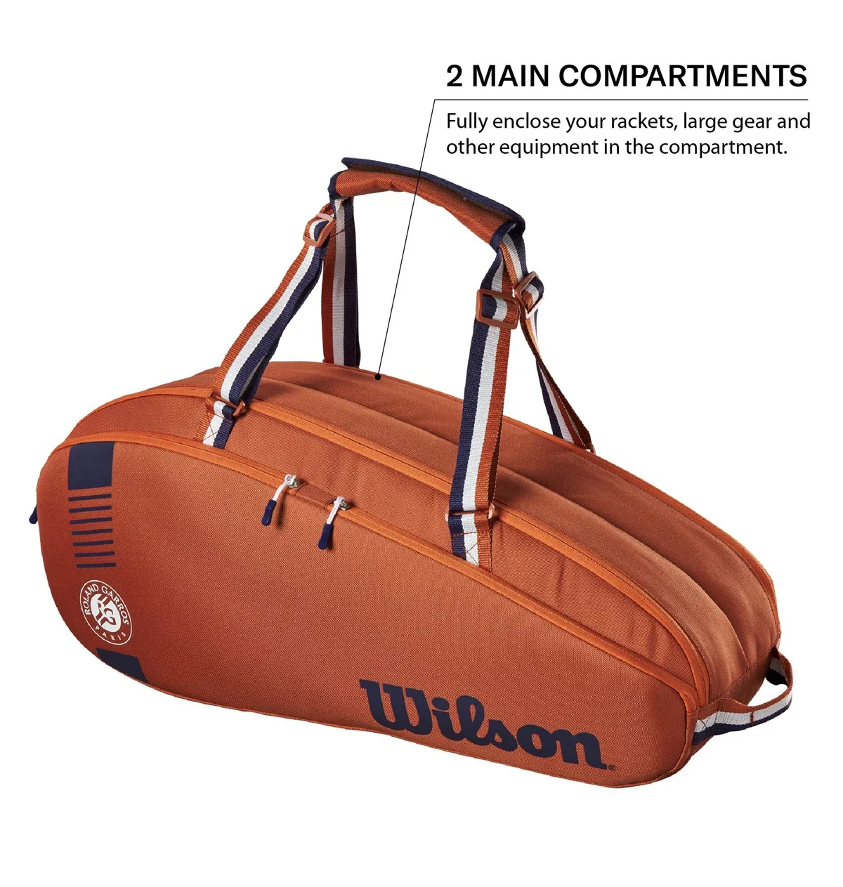 Wilson 2024 Frankrijk Open Team 3-6 stuks Duffel Tennisrackettas Roland Garros Clay Court Toernooi Tennisracket Tas Clay Navy