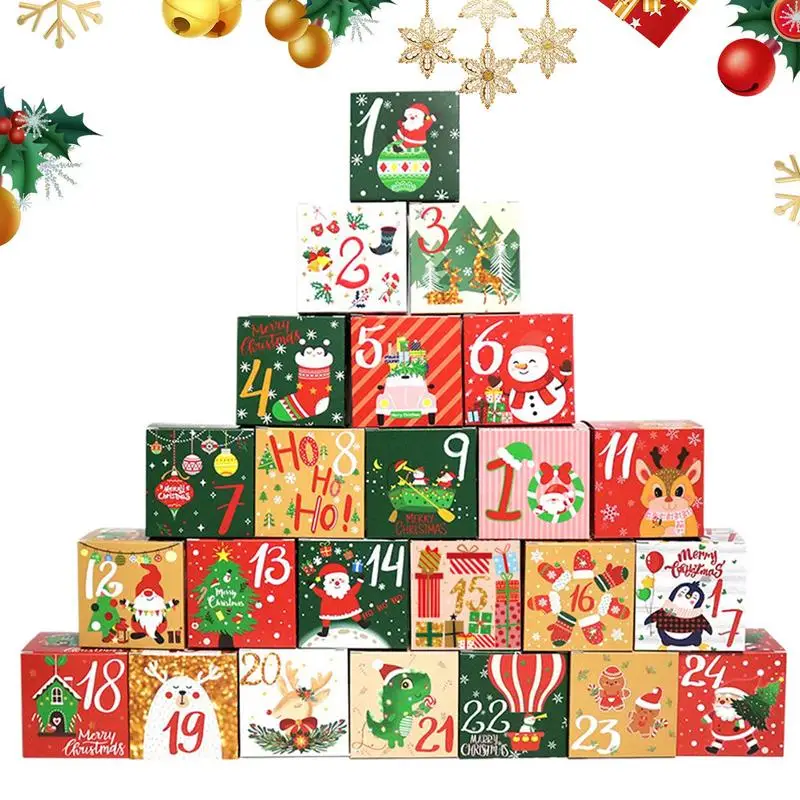 Christmas Advent Calendar Boxes 24X Christmas 2024 Countdown Calendar Empty Boxes 24 Days Christmas Countdown Calendar