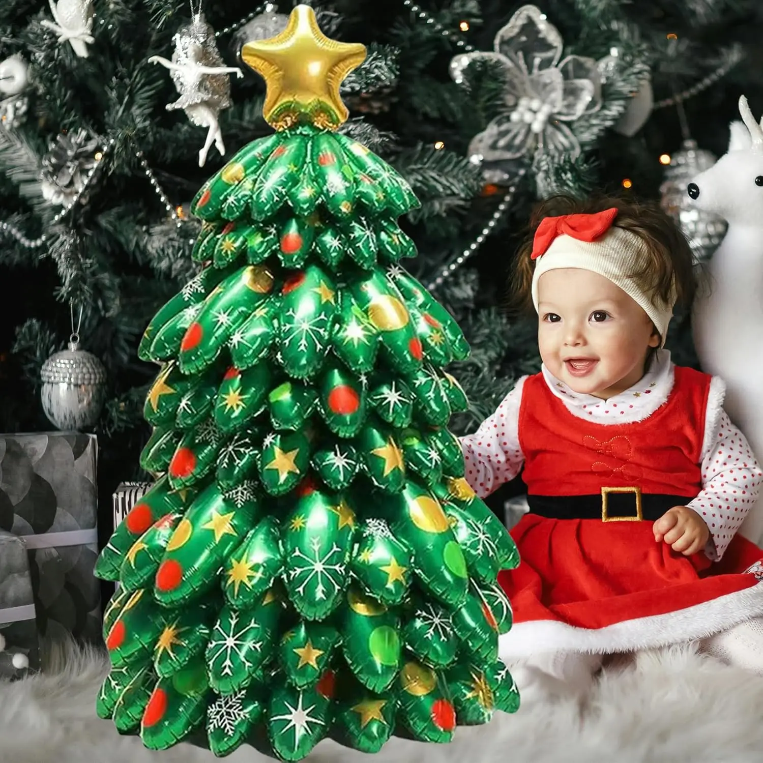 Grands ballons d'arbre de Noël faits à la main, décorations d'intérieur et d'extérieur, ballons en aluminium du père Noël, fournitures de fête, 50 po