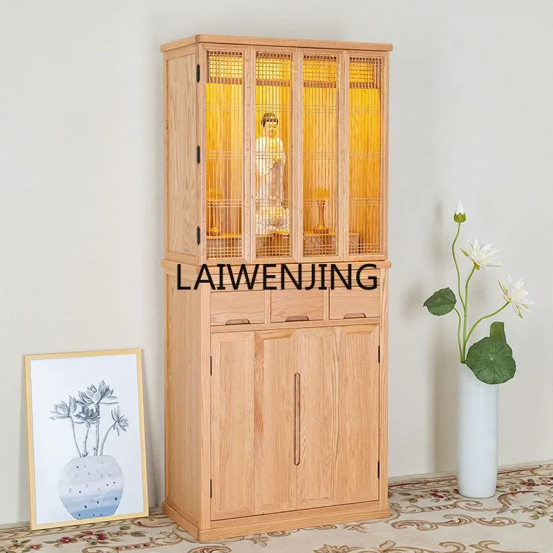 

MJY red oak vertical cabinet household Buddhist niche offering table Buddhist hall cabinet