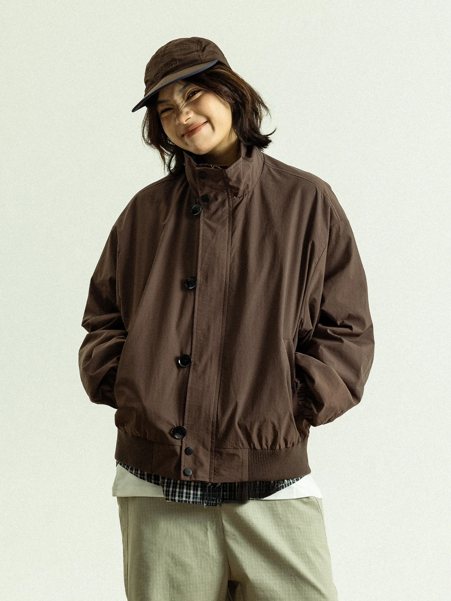 

GoodNorth Vintage Chinese Sle Button up Stand Collar Loose Casual Jaet Women's Early Spring Faion Outerwear Coat