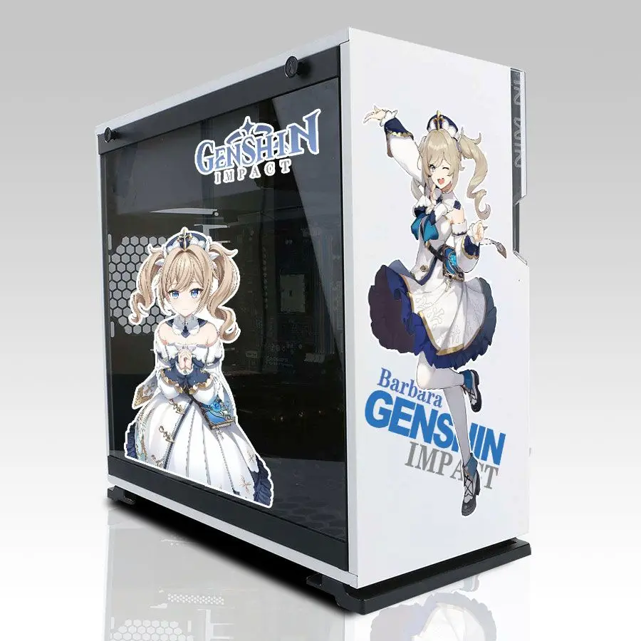 3 pz/set Genshin Impact Stickers per custodia per PC Mid Tower Computer Decor Decal impermeabile rimovibile Gaming Anime Cute Girl Sticker