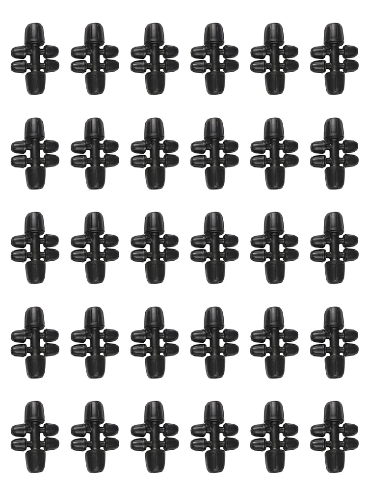 6-Way Barbed Connector Black Barbed Lock Irrigation Connector Garden Irrigation Fitting Multi-Purpose Application