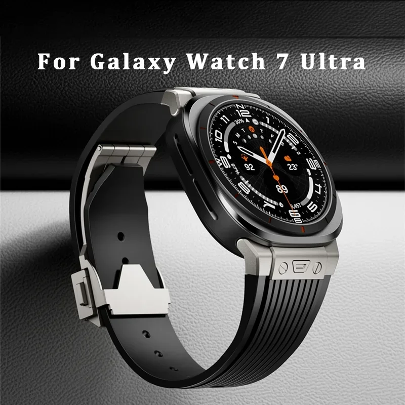 

Rubber Sport Band for Samsung Galaxy Watch Ultra 7 47mm Stainless Steel Men's Band for Samsung Galaxy Watch 7 Ultra band