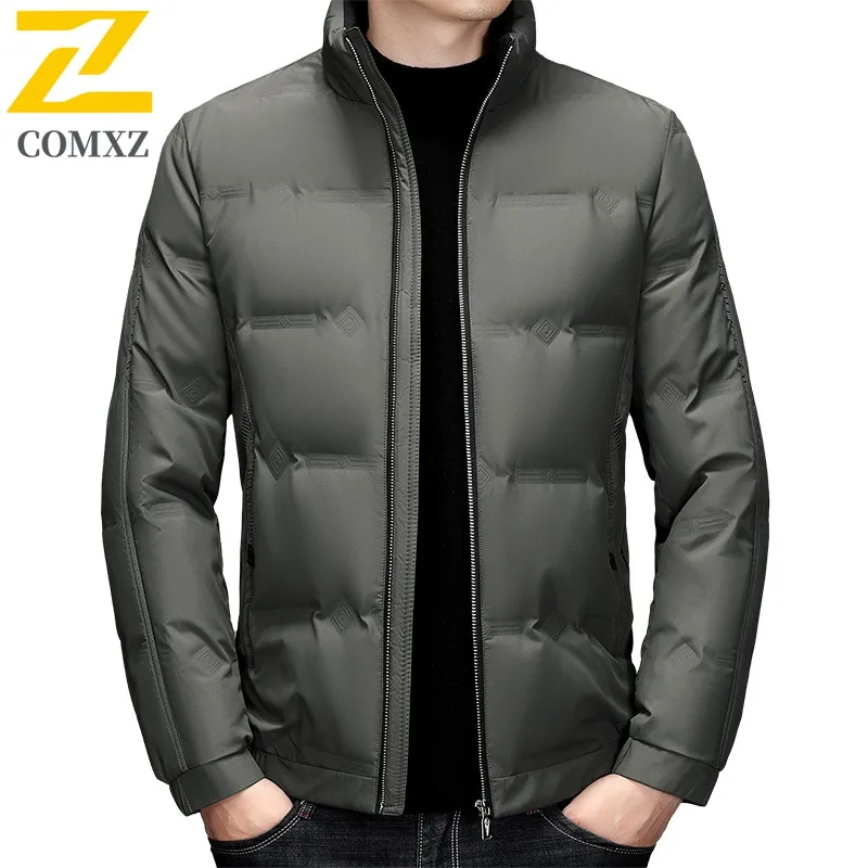 COMXZ 2025 Mens Winter Fleece Thick Puffer Softshell Jacket Outdoor Business Elderly Father Warm Tactics lightweight Windbreaker