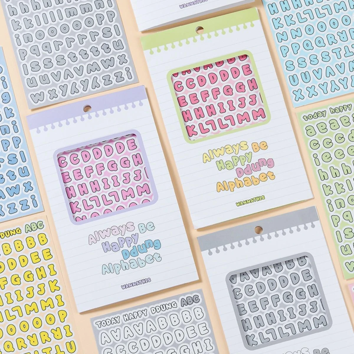8-Piece Cute Candy-Colored Alphabet Stickers Full Set of Capital And Small Letters for Diary DIY Decoration Mark Stickers
