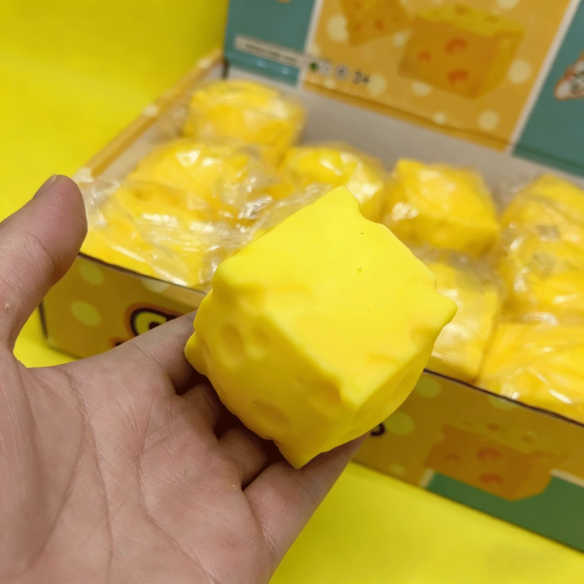 Portable Cheese Squeeze Toy Fidget Stress Relief Squishy Ball Slow Rebound for Desk Decor Decompression Toy for Kids Adults Gift image 3