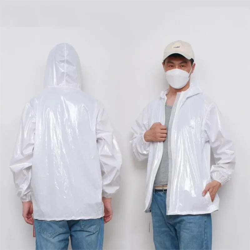 Waterproof Men Women Hooded Long Sleeve Jacket Rainproof Hooded Raincoat Out Door Holiday Coat Loose And Casual view 3