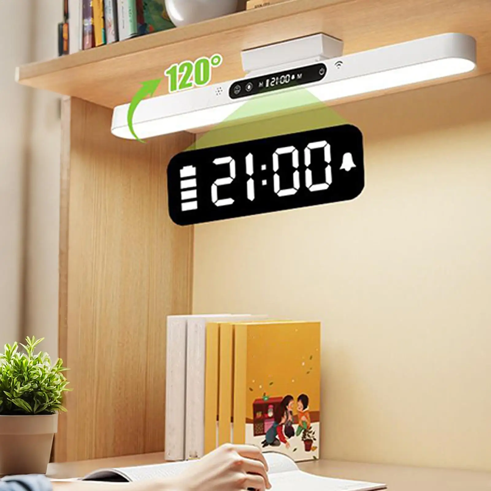 磁気バーライト-3-モード滑り止め時計ライト時計デスクランプ学生用バスルームクローゼット寝室ワークショップ廊下化粧台