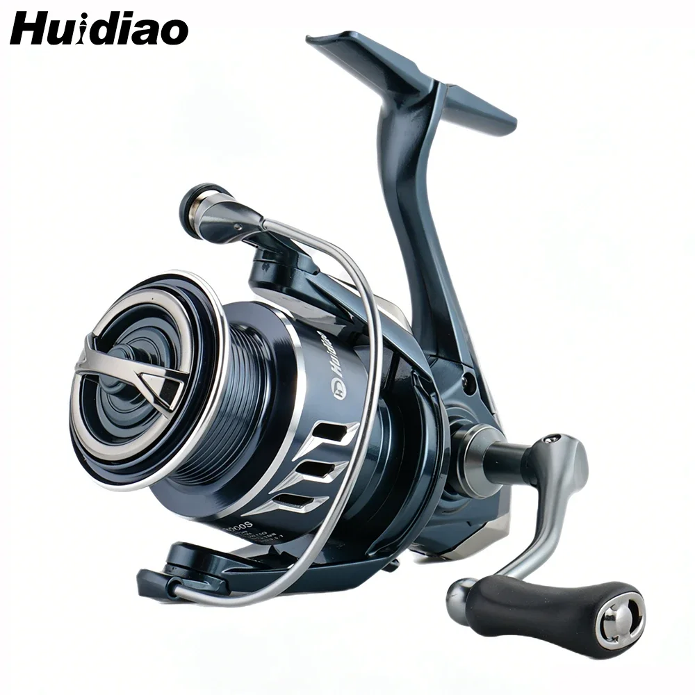 Huidiao Leichte Spinnrolle 2500/3000 5.2:1 Angelrolle für Kunstköder 5+1BB 8KG Max Bremskraft Zero Play Schraubbare Klappgriffe
