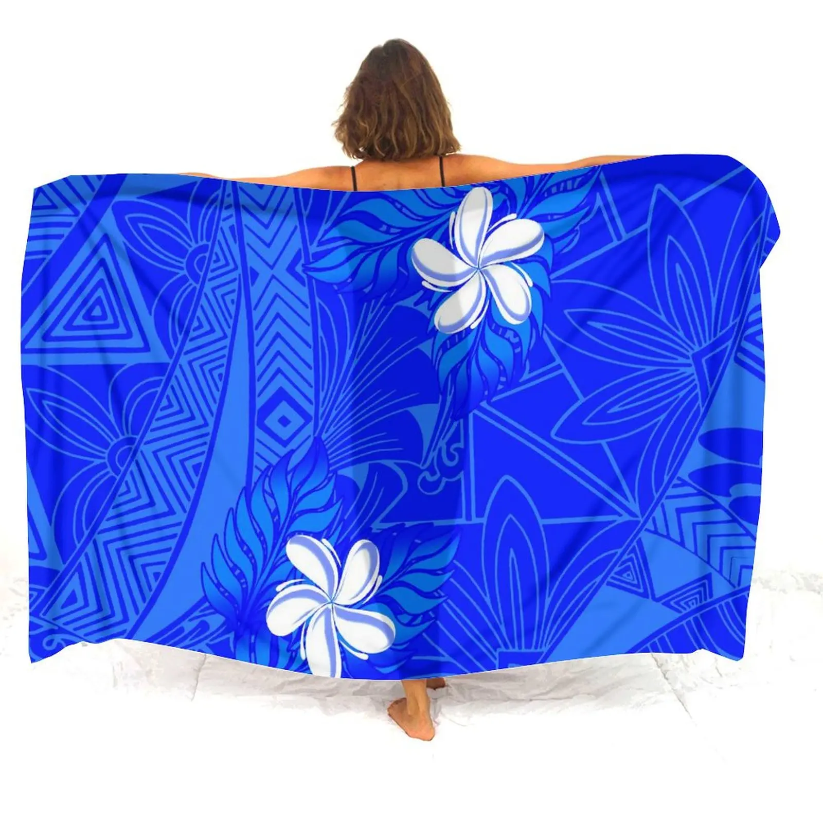 Polynesian Beach Sarong Women'S Salon Shawl Sarong Scarf Windproof Shawl Customizable Patterns