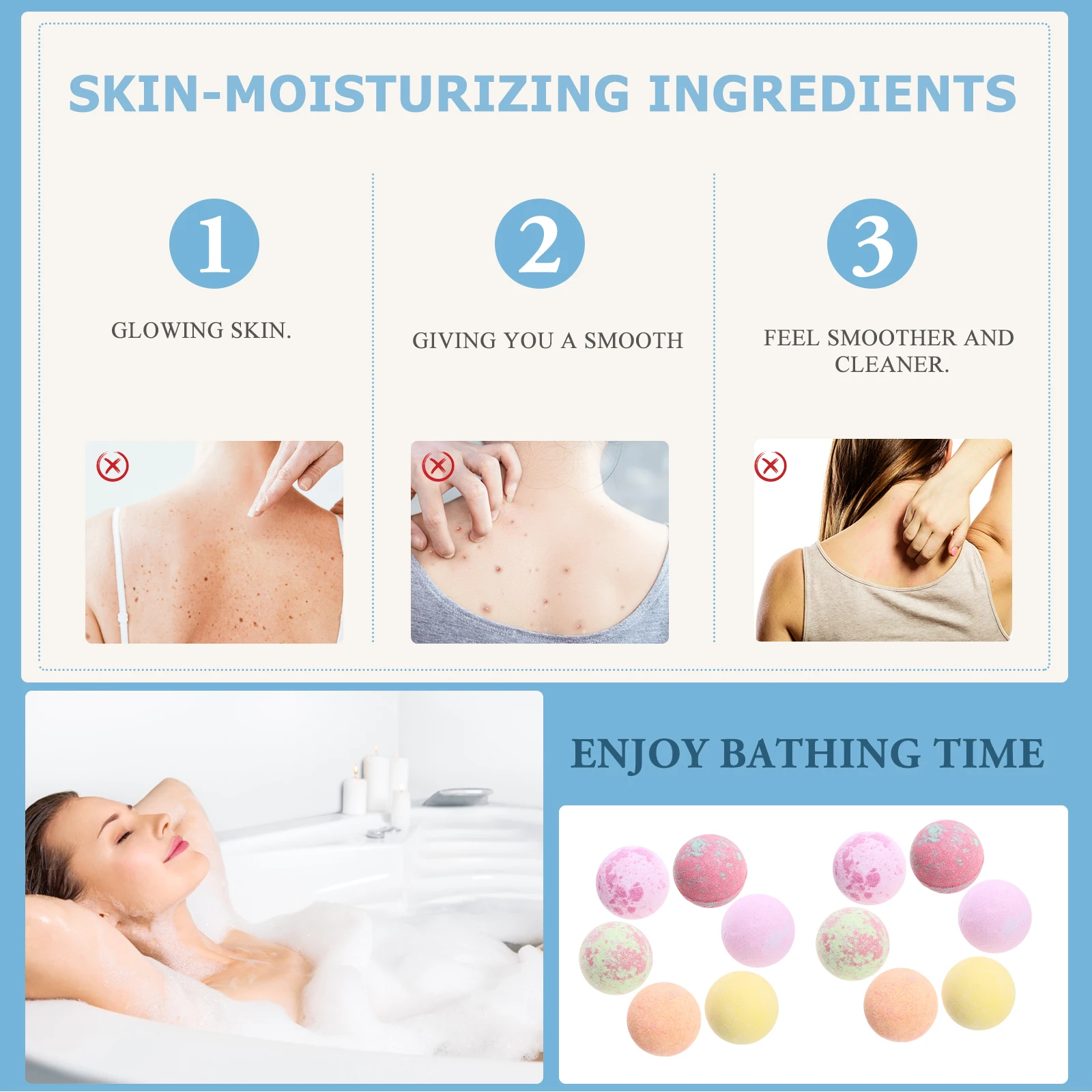 

12pcs Colorful Bath Balls 64g Mixed Salt Bombs Glowing Skin Smooth Healing Bathing Set Gift Household Travel Hotel Use