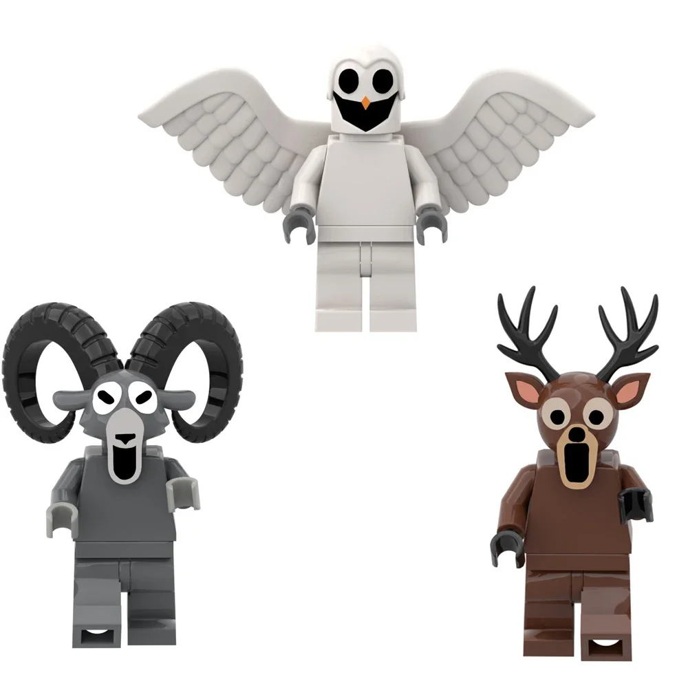 99 夜の森鹿フクロウヤギモンスター組み立てブロックセット子供のおもちゃプラスチック人形モデル組み立てブロック