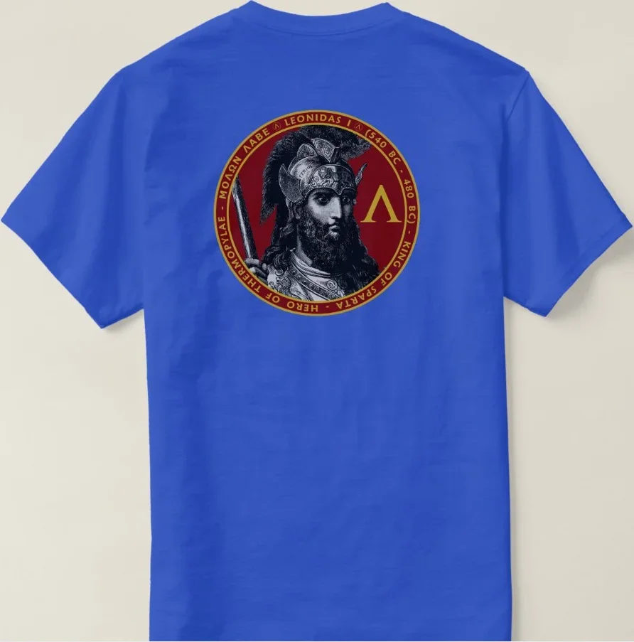 Unique Design Spartan King Leonidas I Portrait Seal Printed T-Shirt 100% Cotton O-Neck Short Sleeve Summer Casual Mens T-shirt