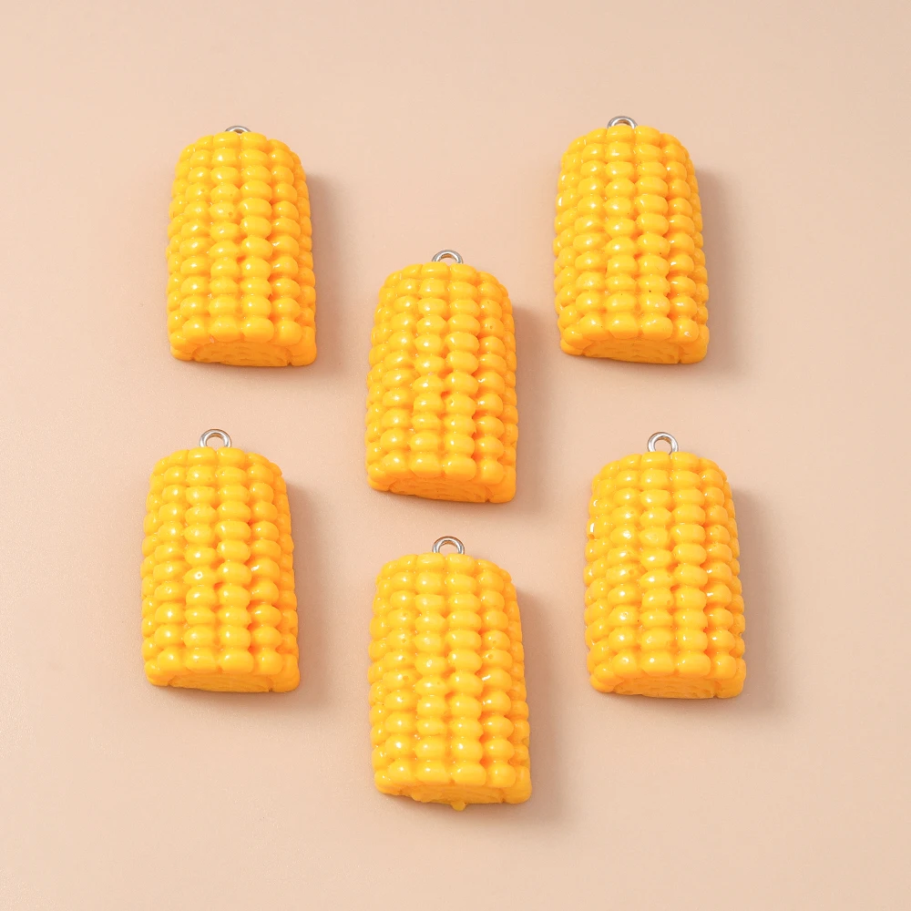 

20pcs 18x31mm Cute Resin Food Corn Charms Pendants for Jewelry Making Drop Earrings Necklaces Bracelets DIY Crafts Accessories
