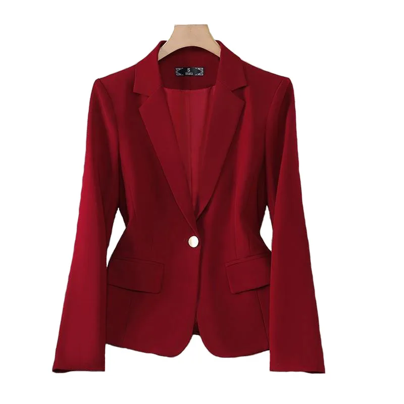 Korean Fashion Single Button Blazers Mujer Women's Coat Jacket Autumn Outerwears Elegant Office Casaco Plus Size Veste Femme