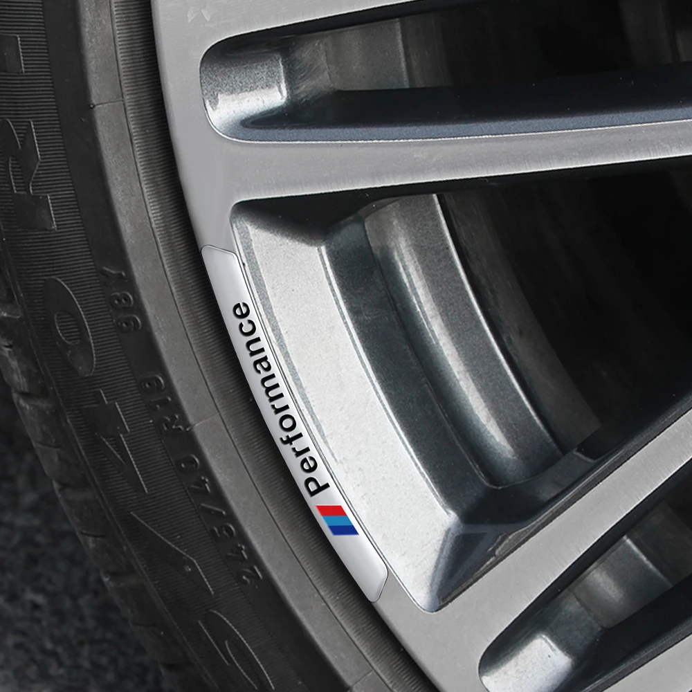 4Pcs Car Aluminum Wheel Rim Stickers Decal For BMW M Performance M3 M5 M6 F01 F20 F10 F13 F15 F16 F30 F34 F32 F31 F48 E28 E91 X5