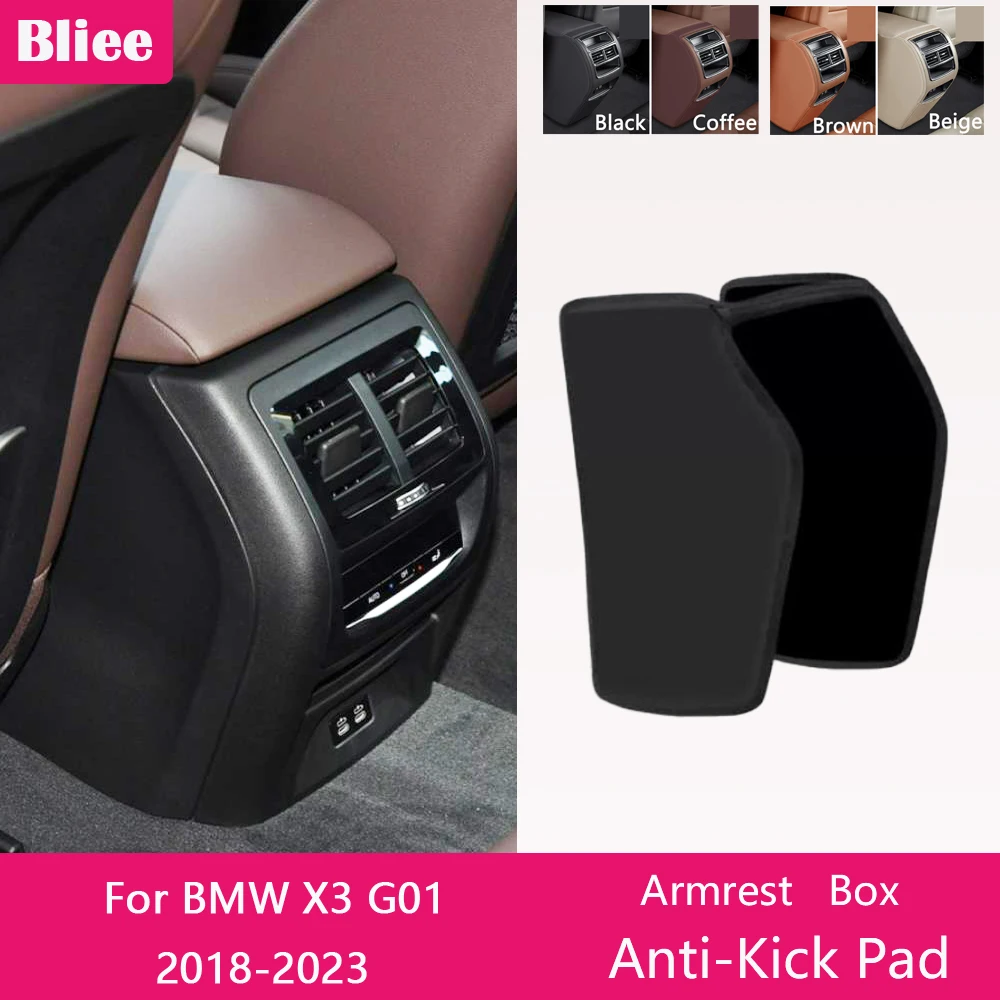 

For BMW X3 G01 2018 2019 2020 2021-2023 Rear Armrest Box Anti Kick Pad Microfiber Leather Protection Cover Mat Car Accessories