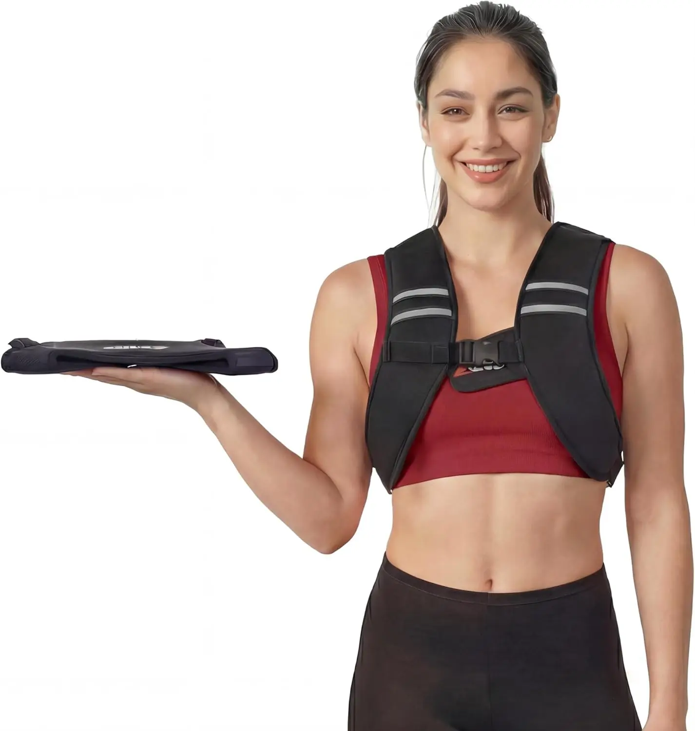 

Weighted Vest 5/10/15 lb, Washable Soft Iron, Reflective Strips & Adjustable Straps for Gym Training
