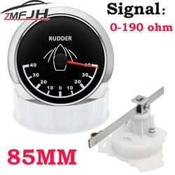 Waterproof 85mm Rudder Angle Gauge Marine Boat Rudder Angle Indicator with Sensor 0-190ohm Fit Sailing Boat Yacht Customized