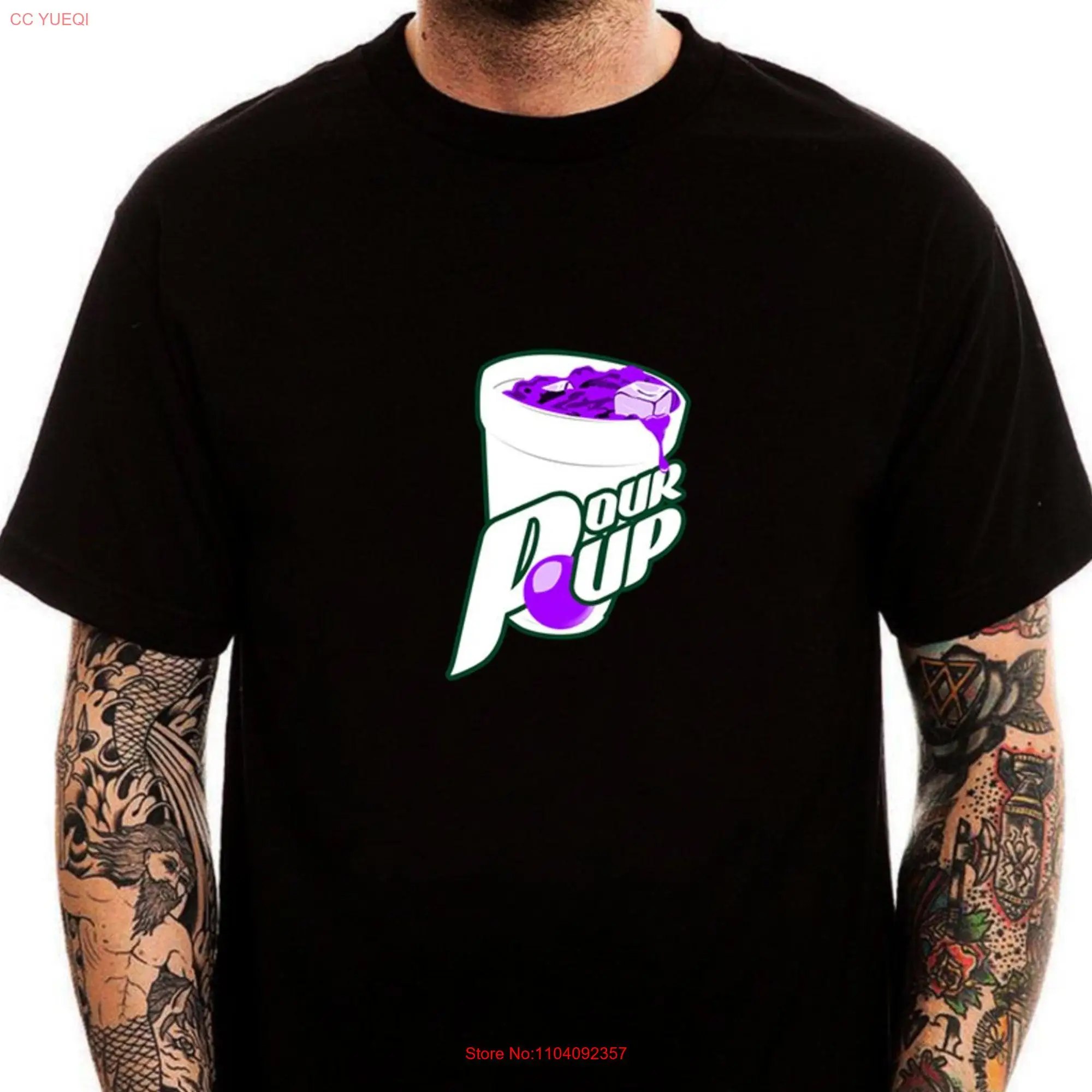 Purple Drink Cup Vaporwave maglietta da uomo in cotone Trendy Top maniche lunghe o corte