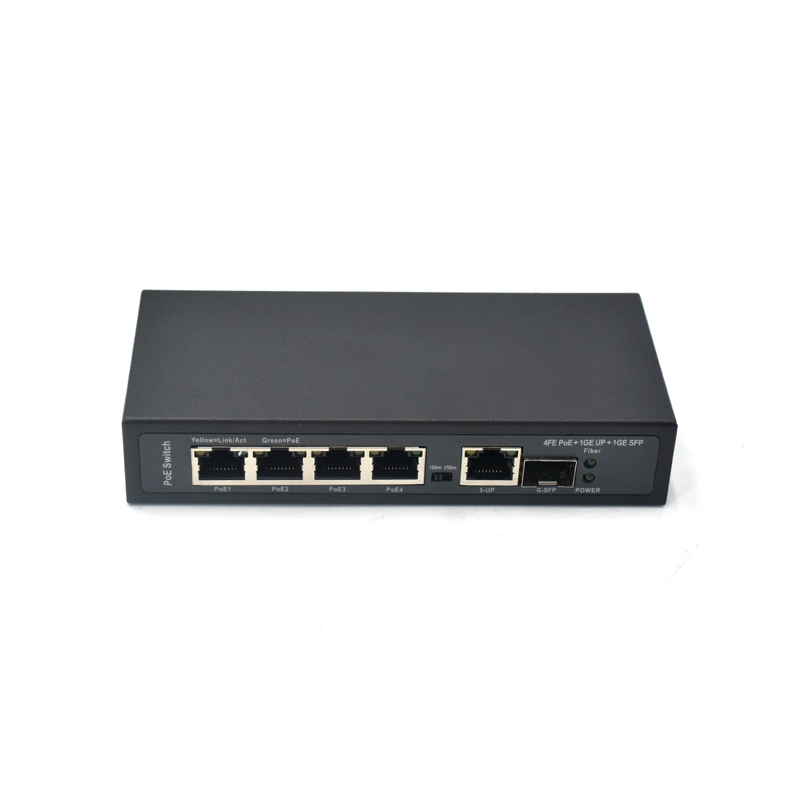 4FE PoE + 1 Gigabit Uplink + 1 SFP Fiber Ports, Support IEEE802.3af/AT, External Power, 65W, 4 Port POE Switch