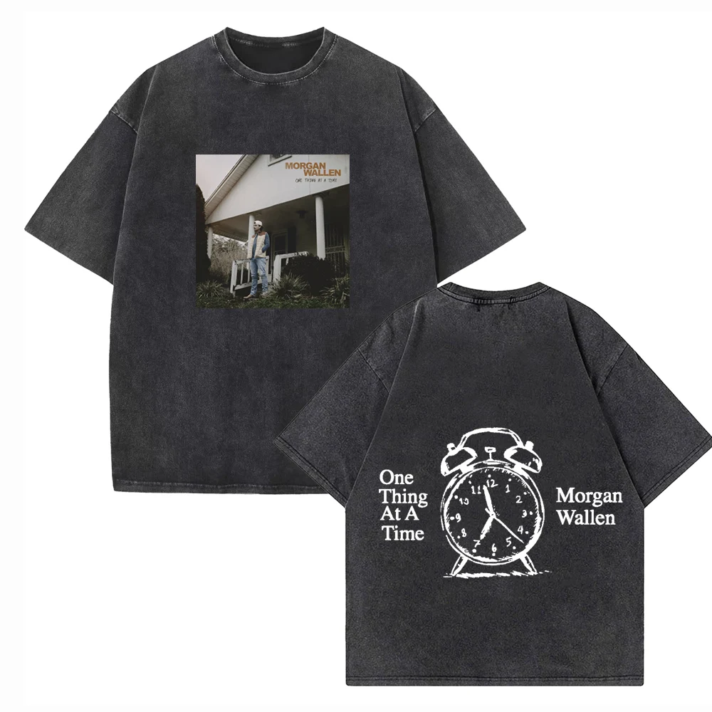 One Thing At A Time Morgan Wallen 2024 Shirts Vintage Harajuku Summer  Unisex O-Neck Short Sleeve Cotton  Printing