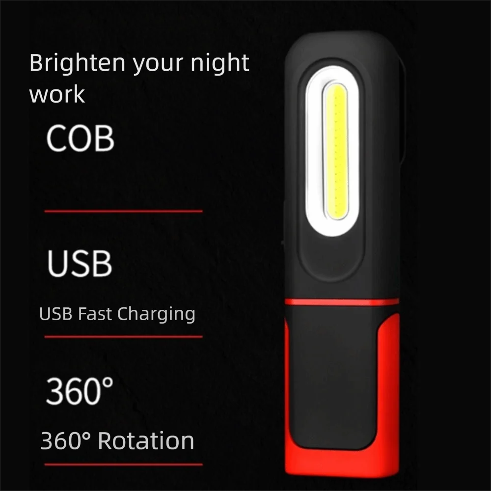 

Super Bright LED Work Light 360° Rotation USB Rechargeable Magnetic Work Light Powerful Light with Hanging Hook Inspection Lamp