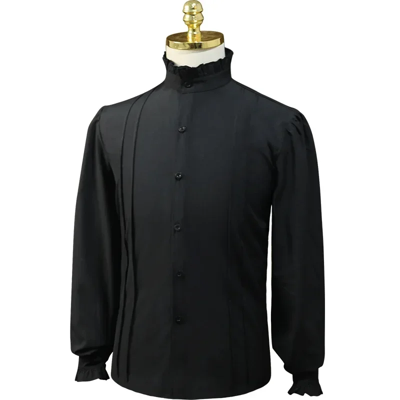 Men's Pleated Pirate Shirt Medieval Renaissance Steampunk Victorian Top