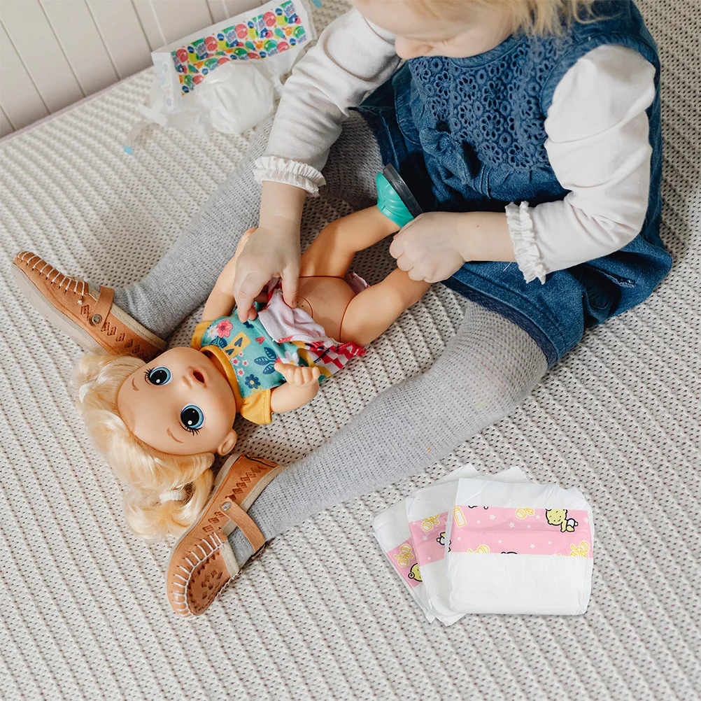 GLSTOY 10 stks Speelhuis Luiers Reborn Accessoires voor Meisjes Amerikaanse Verjaardagsfeestje Speelgoed Luiers Plastic Set