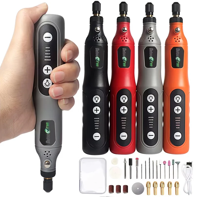 5 Speed USB Cordless Rotary Tool Kit DIY Woodworking Engraving Pen For Jewelry Metal Glass Mini Wireless Drill With LED Light
