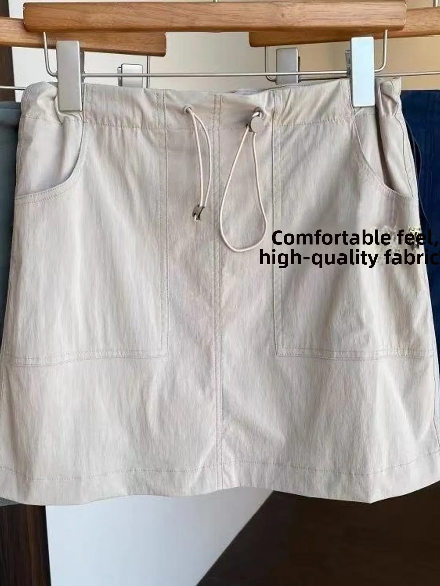 

Женская летняя короткая юбка А-силуэта с высокой талией в рабочем стиле, дышащая, прохладная, эластичная, утягивающая, новая модная коллекция 2026