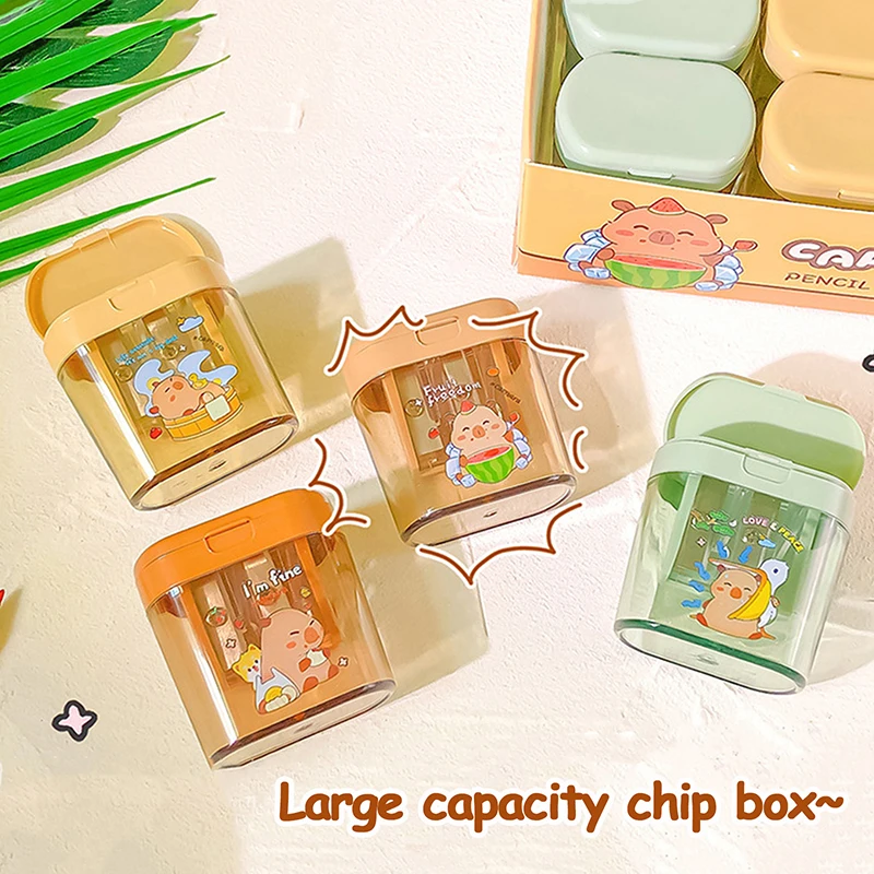Mini Manual Pencil Sharpener Student Stationery Gifts Cartoon Cute Capybara Double Hole Pencil Sharpener Portable Creative
