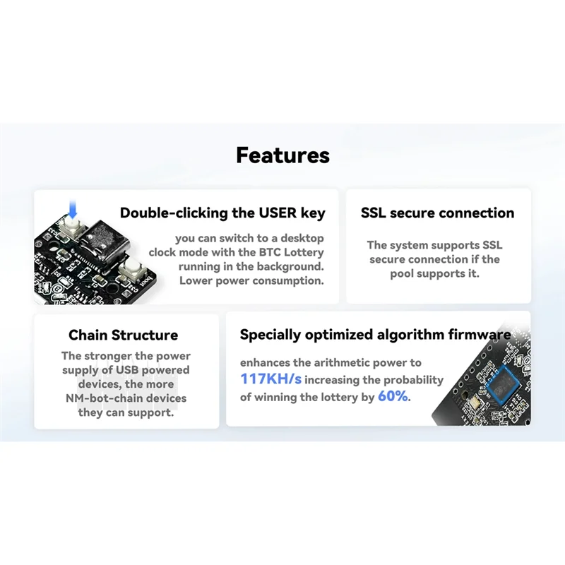 

Durable-NM-Bot-Chain Nmminer Lucky BTC Solo Lottery Miner 120KH/S Higher Nerdminer V2 ESP32S3 Chain One By One Low Power,NM-Bot-