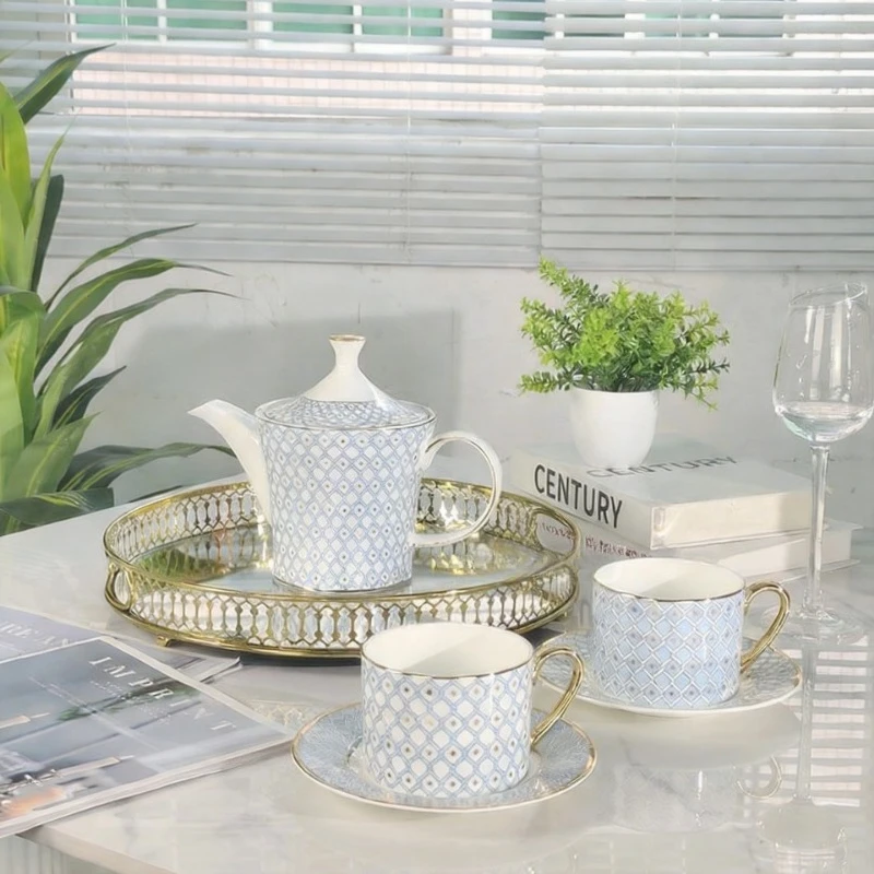 Bone China Seven-Pointed Star Series Coffee Cup Teapot Exquisite English Tea Set Gift Box Gift