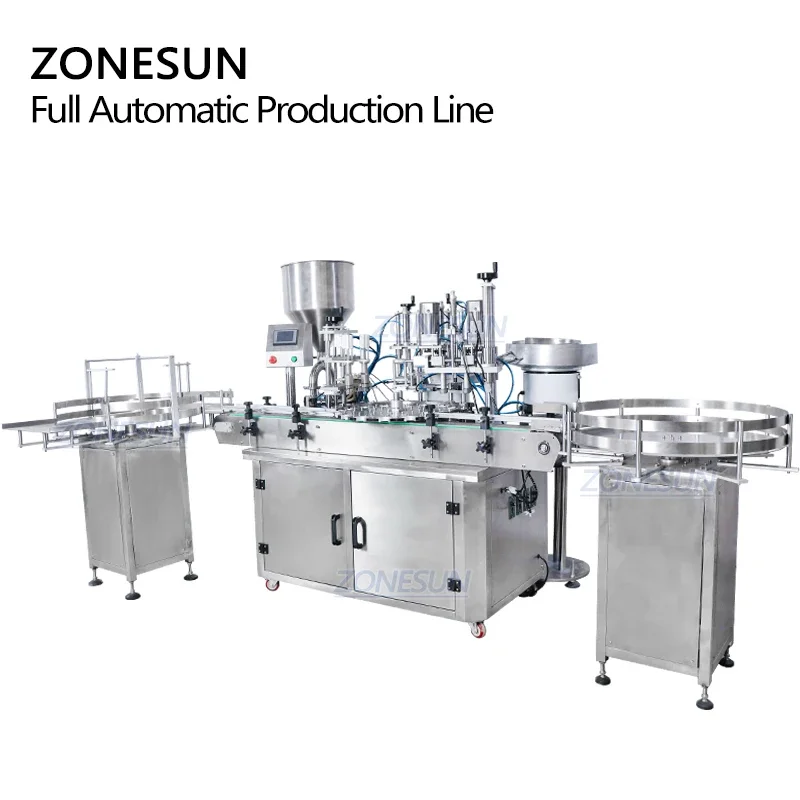 ZONESUN Custom Full Automatic Cosmetic Liquid Milk Honey Squeeze Bottle Vial Filling And Capping Machine for Production Line