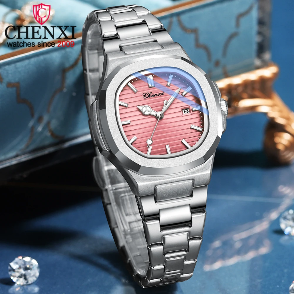 CHENXI Top Luxury Quartz Watch Women Waterproof Clock Fashion Stainless Steel Luminous Ladies Date Wristwatch