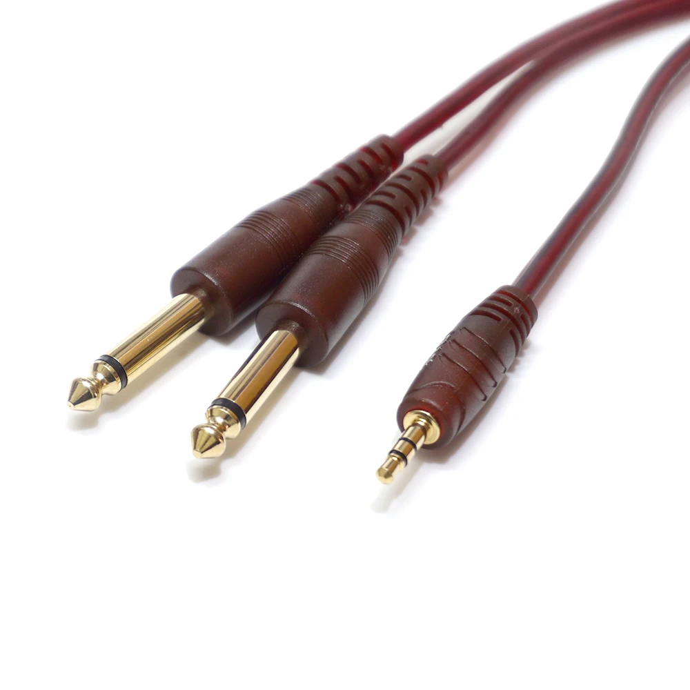 3.5mm 3 Poles TRS Stereo Male to 2x 6.35mm TS Mono Male Jack 24k Gold Plated Connector Oxygen Free Copper Audio Cable