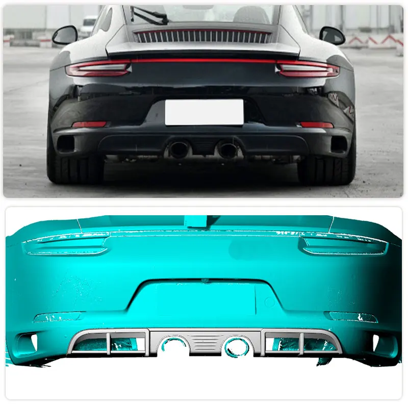 Car Rear Bumper Diffuser Lip Spoiler for Porsche 911 Carrera Coupe Convertible 2017-2019 Rear Apron Lip Body Kit Carbon Fiber