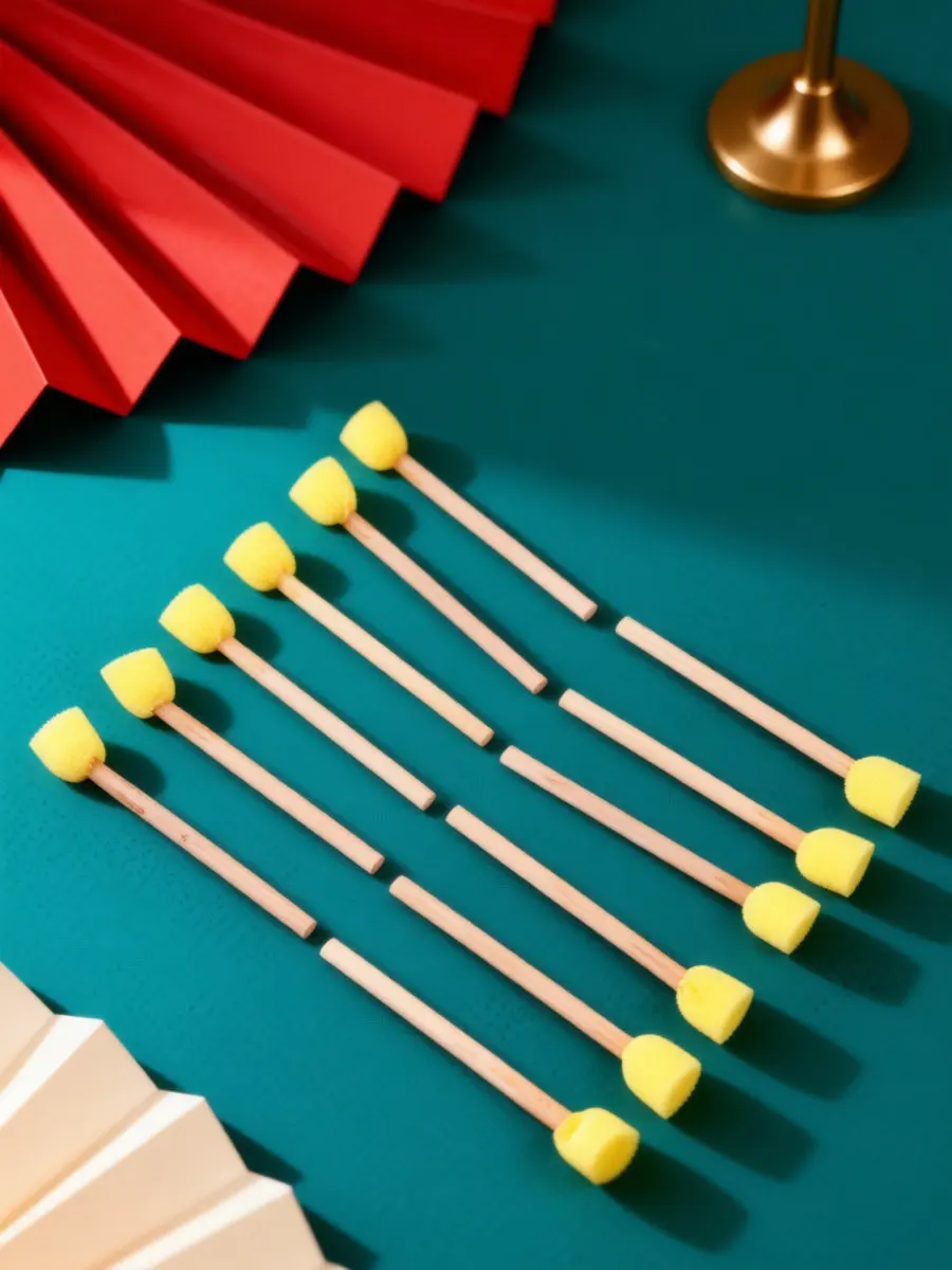 12Pcs Graffiti Painting Sponge Brushes Smooth Surface Wooden Handle Art Sponges for DIY Craft Painting Tools Home School