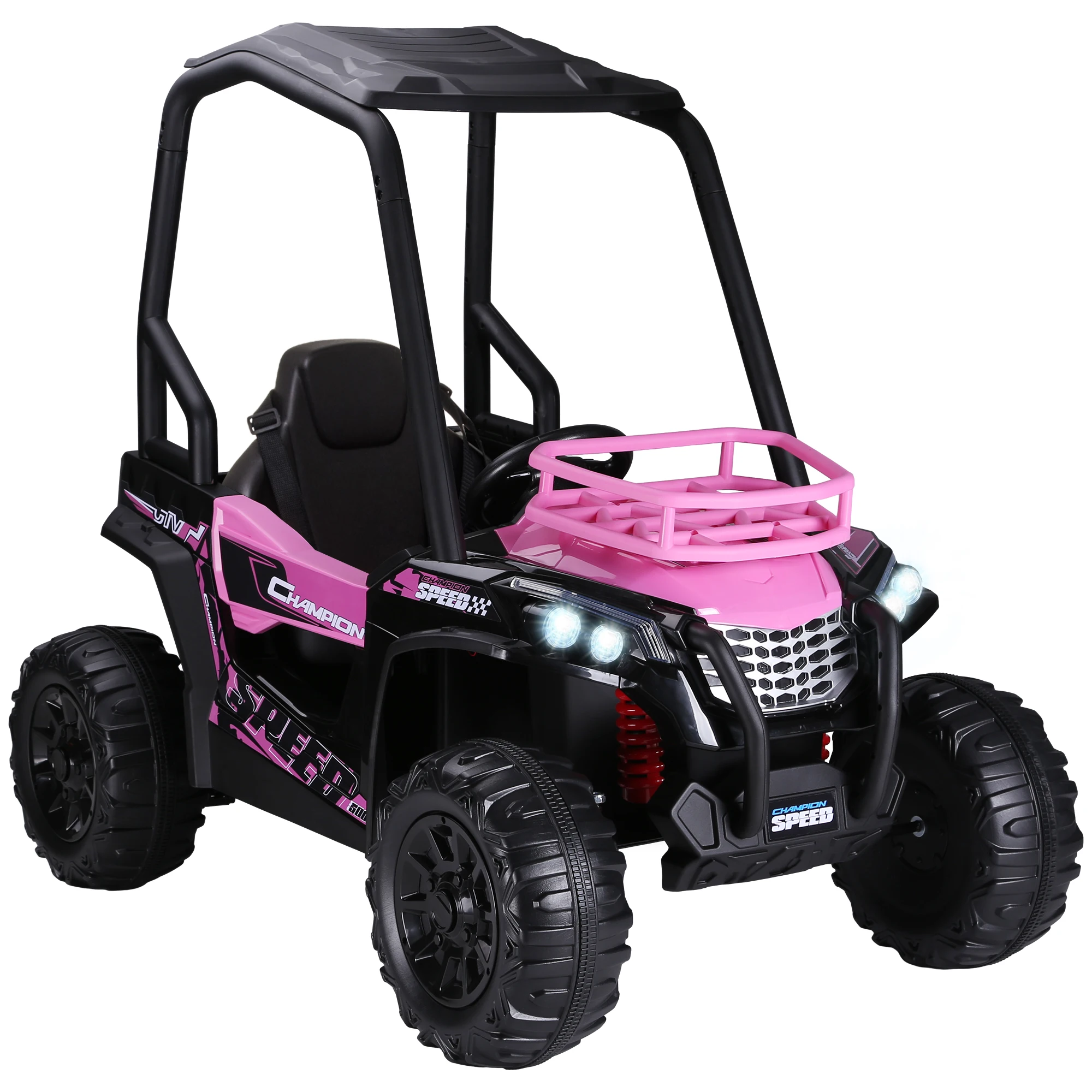 Coche Atv eléctrico para niños al aire libre con suspensión real y control remoto, rosa