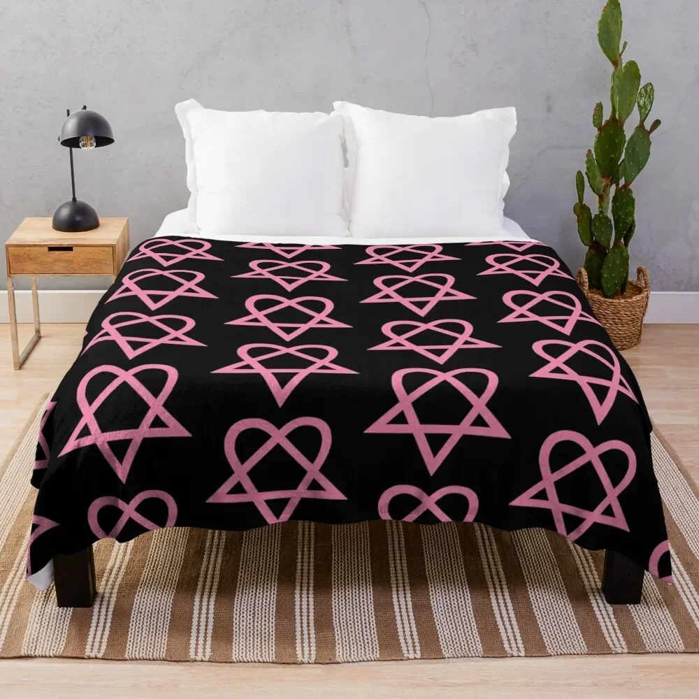 Heartagram - Pink Throw Blanket Decorative Throw Picnic Blankets