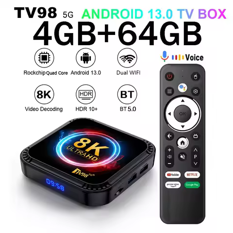 TV98 RK3528 TV box Android 13 Smart 4G 5G Dual Wifi BT5.0 Set Top Box Support 8K 4K HDR10+ 4GB 64GB Media Player voice TV box