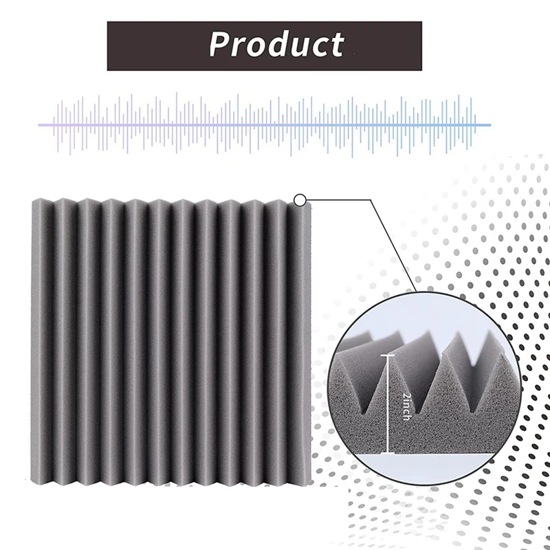 Acoustic Foam Panels 12 Pcs, Soundproof Wall Panels 30X30x5cm, High Density Sound Absorbing Panel For Walls